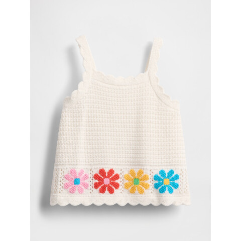 SL CROCHET FLORAL TANK IVORY FROST