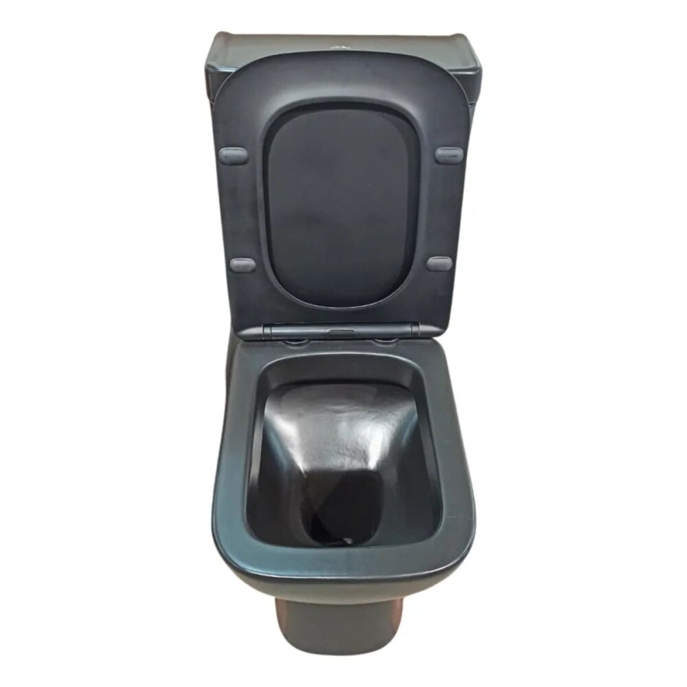 Inodoro largo con mochila Montano Negro Mate Dmc Inodoro Largo Con Mochila Montano Negro Mate Dmc