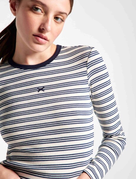 CAMISETA MANGA LARGA A RAYAS AZUL