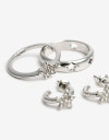 Bijouterie Set Metal Set De Argollas Y Anillos - Plateado Rodio