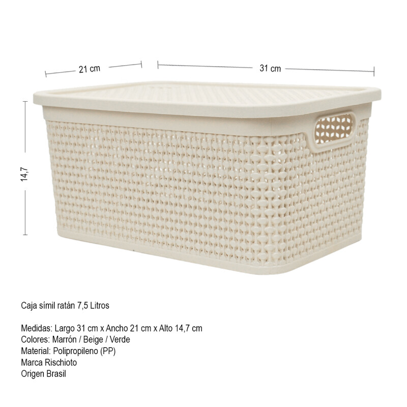 Set x2 Caja simil ratán 7,5 lts BEIGE