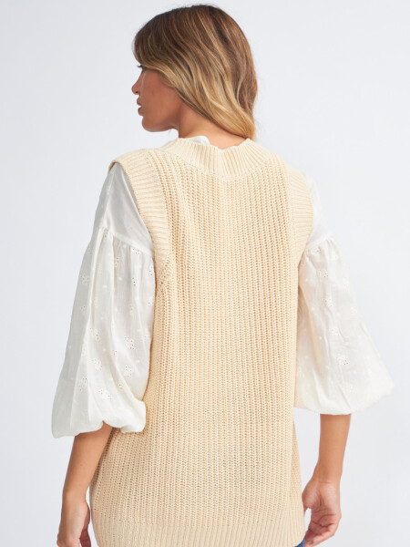 Chaleco de punto largo Beige