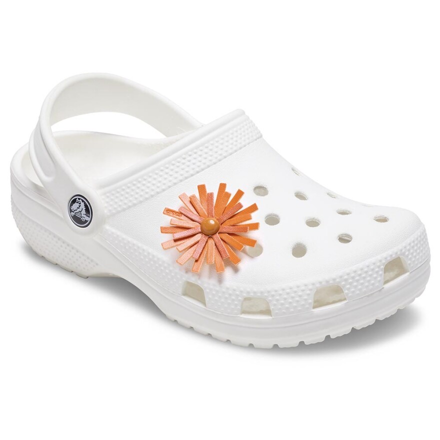 Jibbitz Faux Leather Orange Flower Multicolor