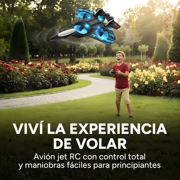 Avión Drone Jet Control Remoto 360° Recargable Espuma 2 Bats Color Azul