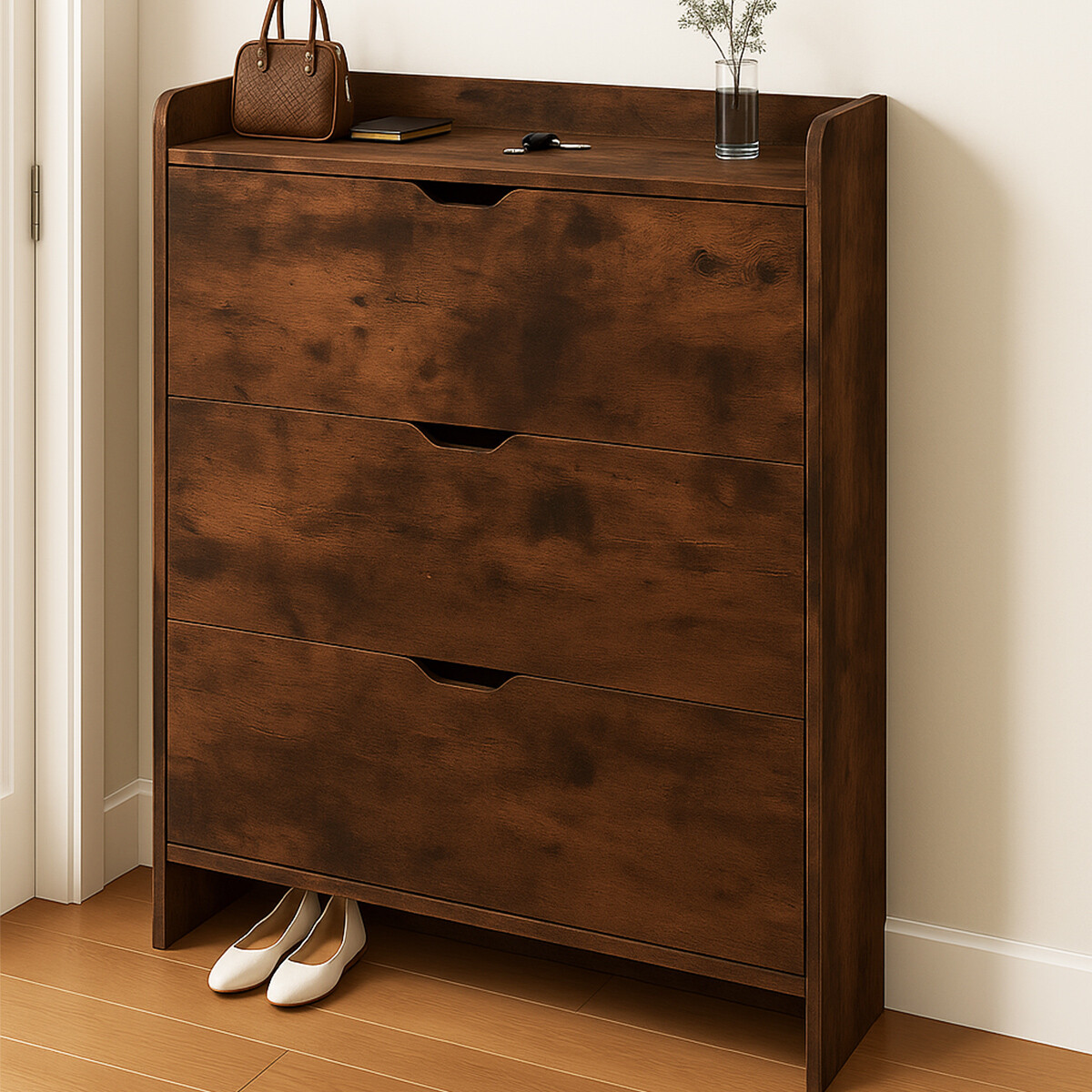 Zapatero Organizador Vertical De 3 Estantes - madera 