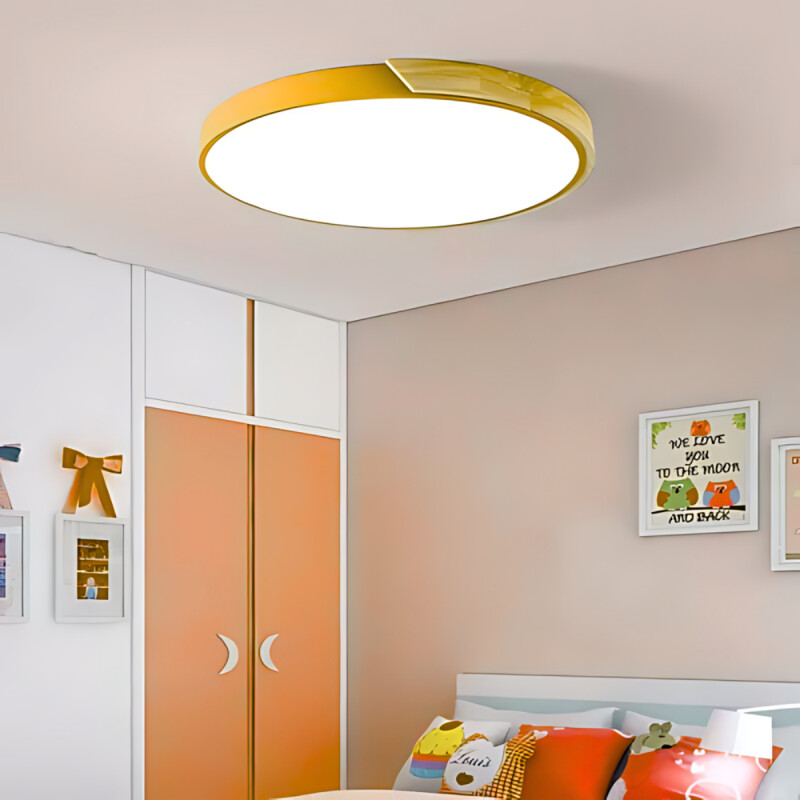 Luminaria Luz Fria Plafon Led Diám 30cm Metal Y Madera Luminaria Luz Fria Plafon Led Diám 30cm Metal Y Madera