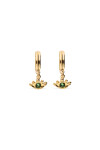 PENDIENTES DE ARO EN ALEACIÓN DE METALES BAÑADOS EN ORO 18K CON DETALLE DE OJO CON CRISTAL VERDE Pendiente