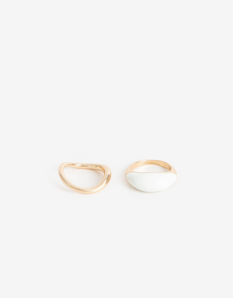 Sets Anillos Esmalte Anillos Set Esmaltado - Dorado