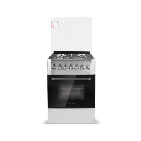 COCINA SMARTLIFE COMBINADA 4H CON GRILL - 57X57 Acero