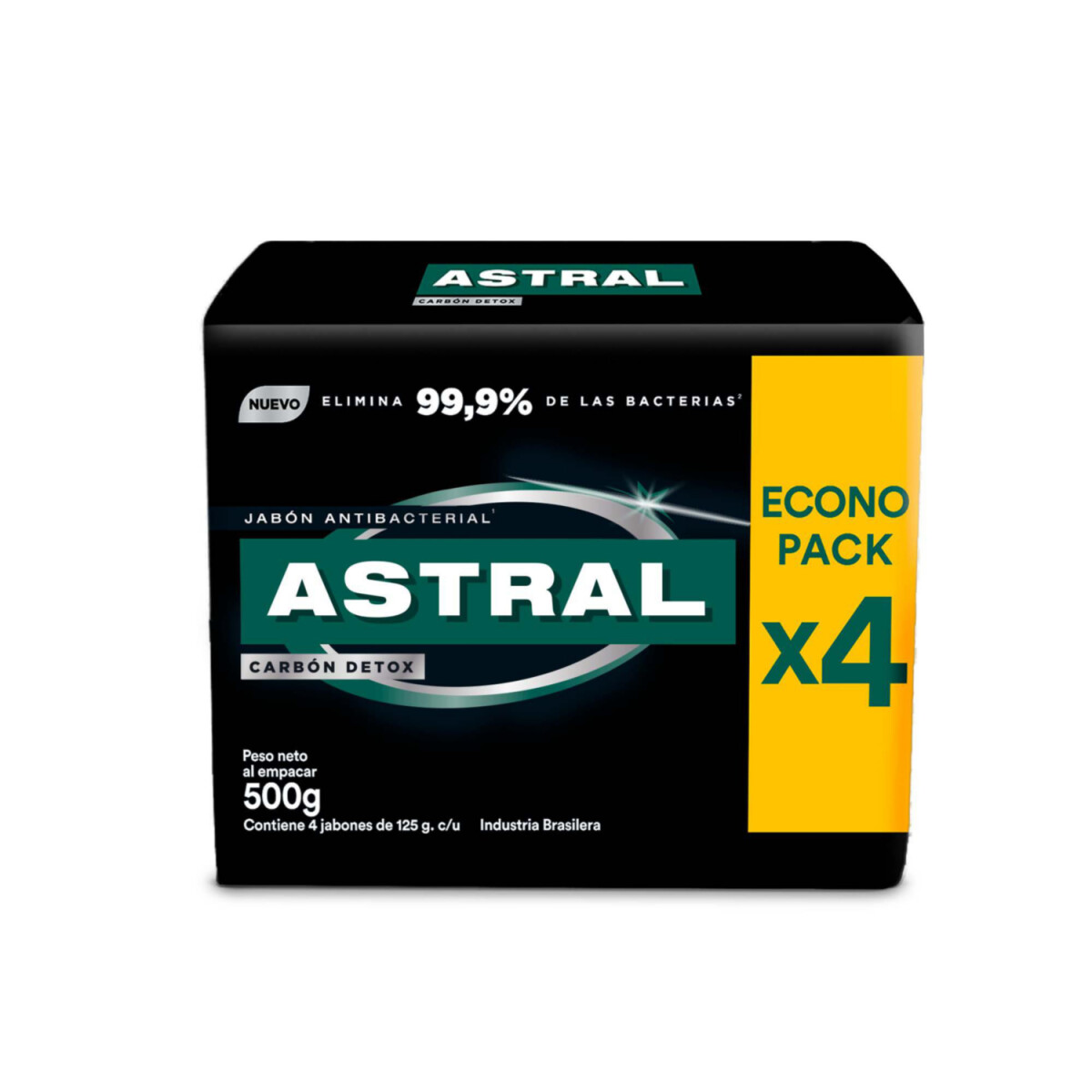 Jabón de Tocador Astral Carbón Detox 125 G 4 U 