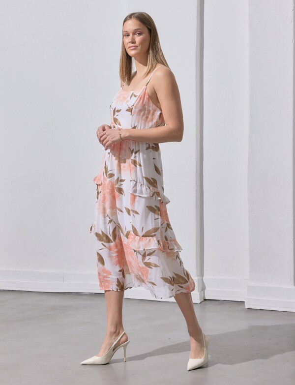 Vestido Midi Flores CRUDO/MULTI