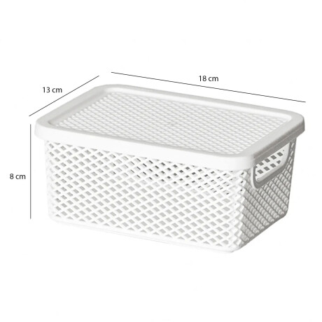 Caja Canasto Organizador con Tapa Línea Paramount 18x13x8Cm Blanco