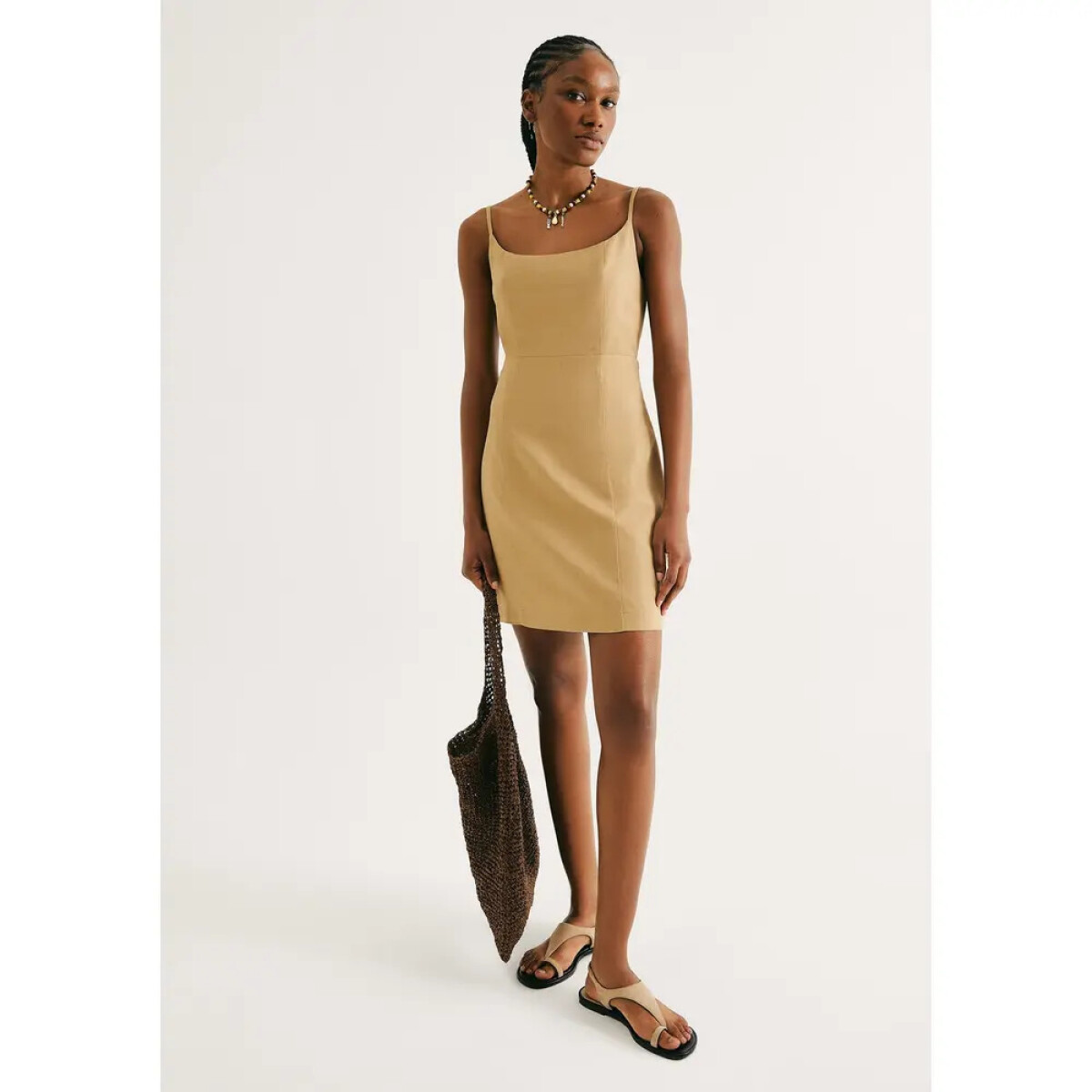 VESTIDO CURTO FEM - MARROM CLARO 