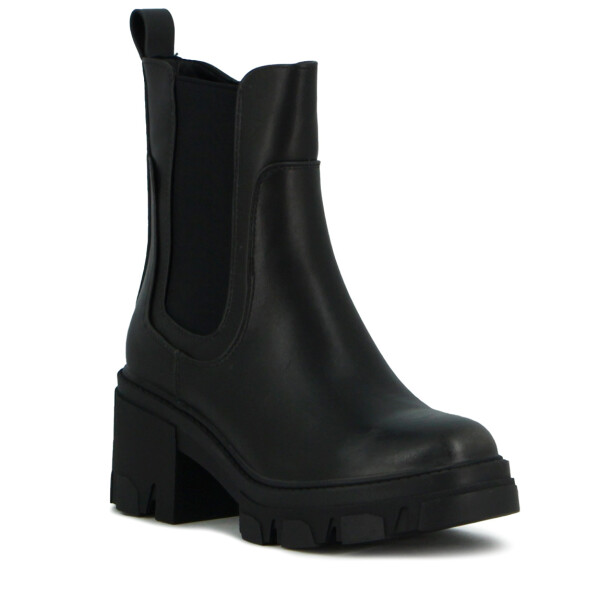 Darkness Bota De Dama C/ Elastico Caña Baja Taco Cuadrado - Negro Negro