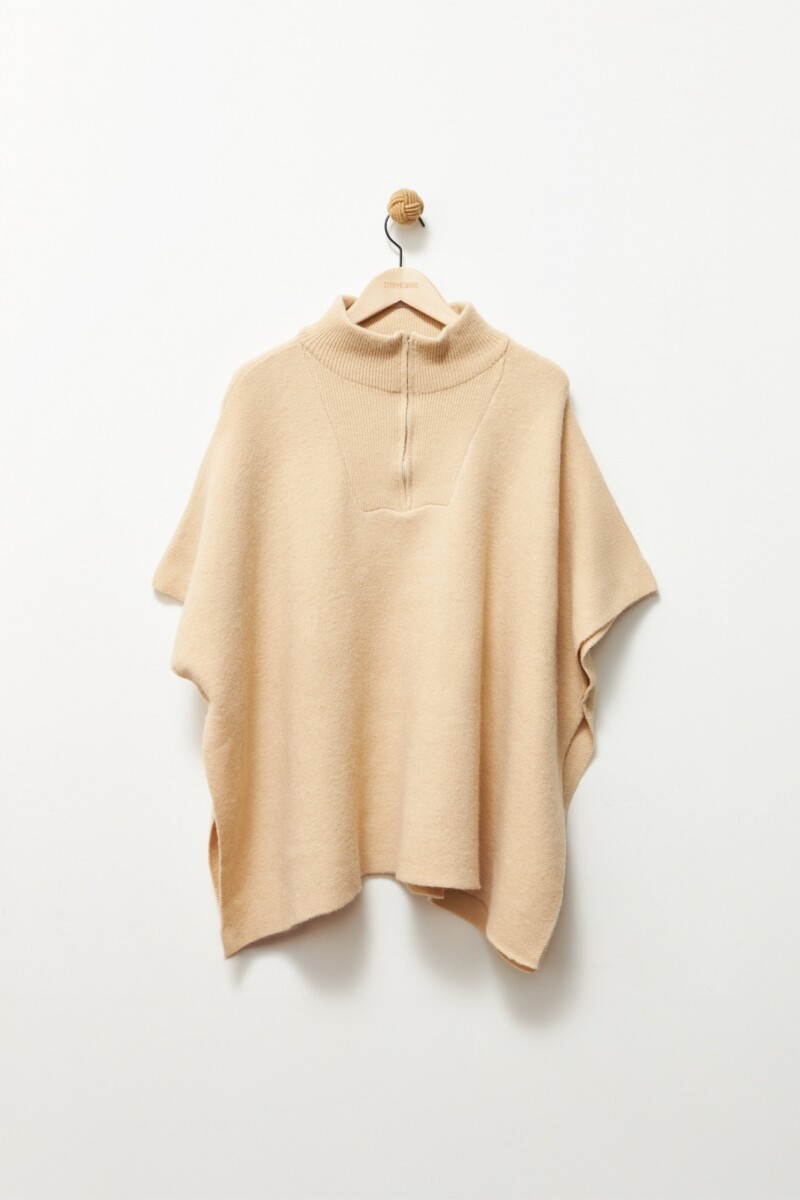 Poncho tejido - beige 