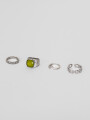 Anillo Set Green, 4un. Plateado