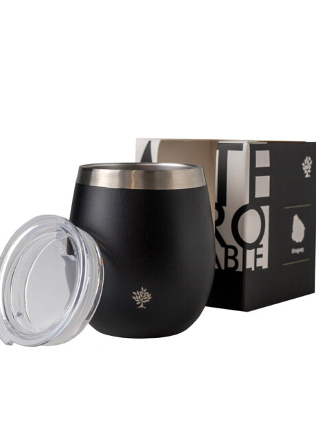 Set Acero 1Lt. Mate con Tapa Negro Opaco