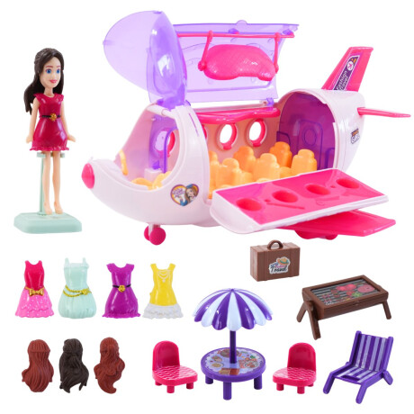 Muñeca con accesorios Fashion Travel Avion Muñeca con accesorios Fashion Travel Avion