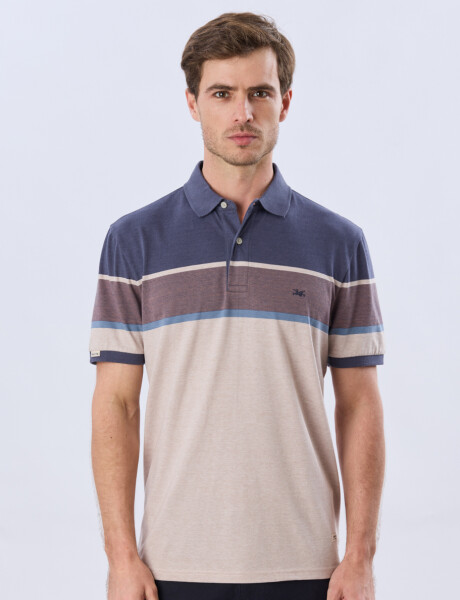 REMERA POLO RAYADA JERSEY Azul