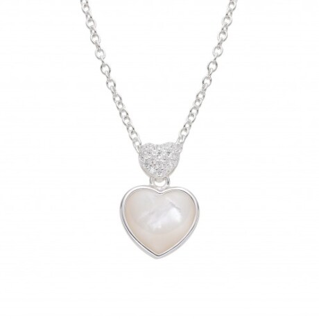 Conjunto de cadena y dije de plata 925 con circonias y nácar, LOVE. Conjunto de cadena y dije de plata 925 con circonias y nácar, LOVE.