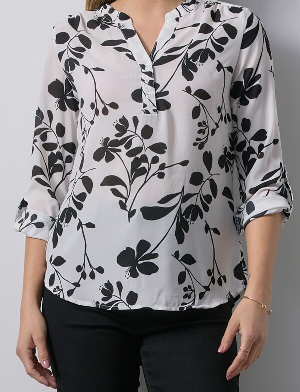 Blusa Botones Print BLANCO/NEGRO