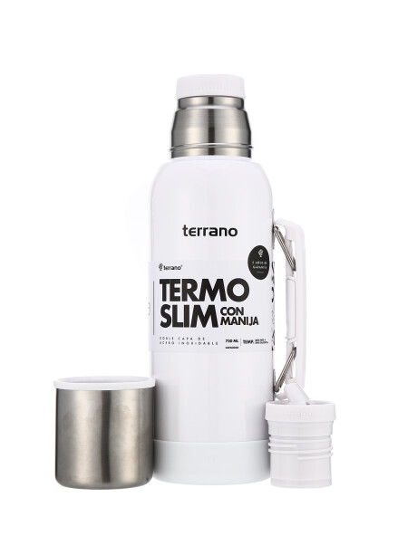 Termo Slim 750mL. con Base Silicona Blanco Metalizado
