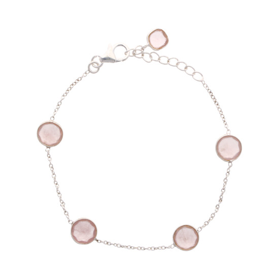 Pulsera Karvik Cuarzo Rosado Plata 925 0