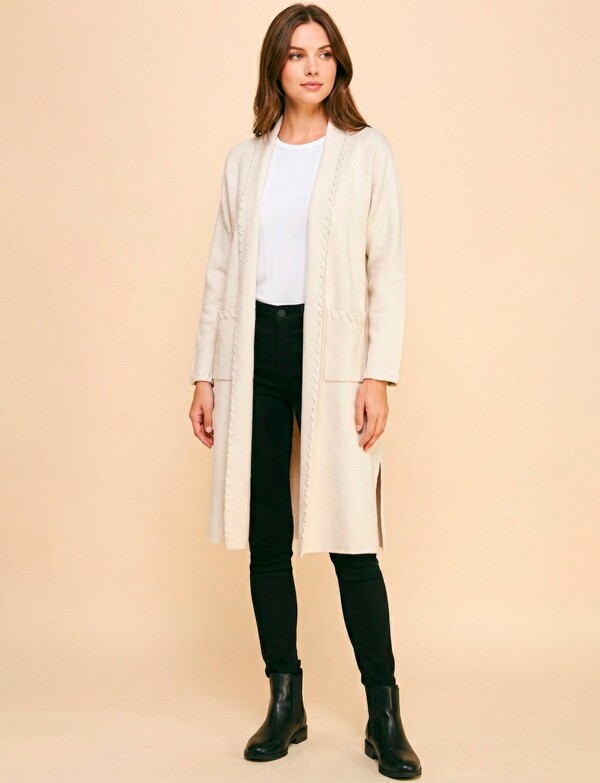 Cardigan Pespunte BEIGE