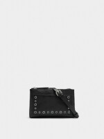 Bolso Bandolera Efecto Craquelado Con Tachuelas negro