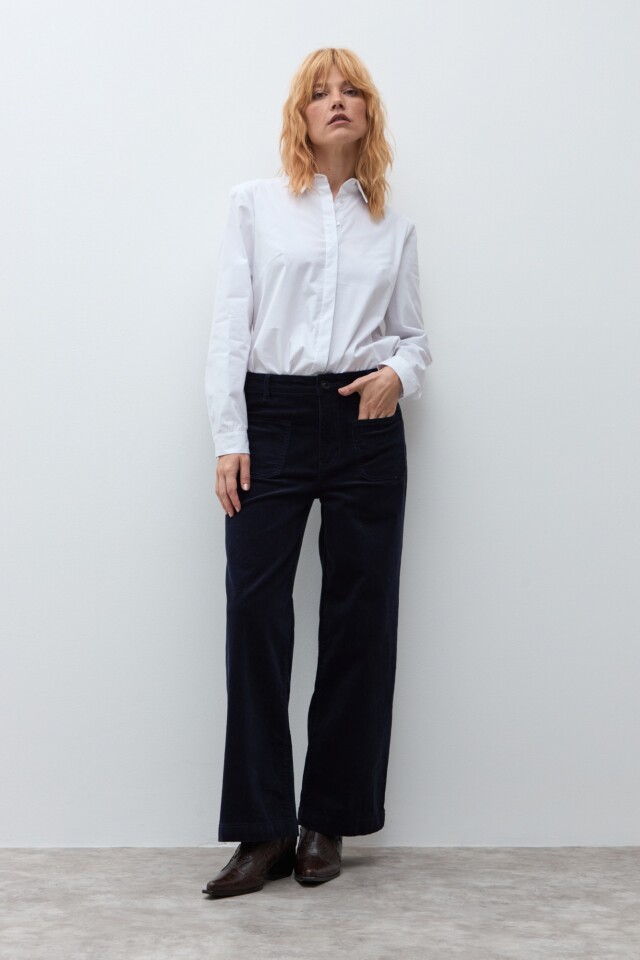 Pantalón Paulina de pana azul marino