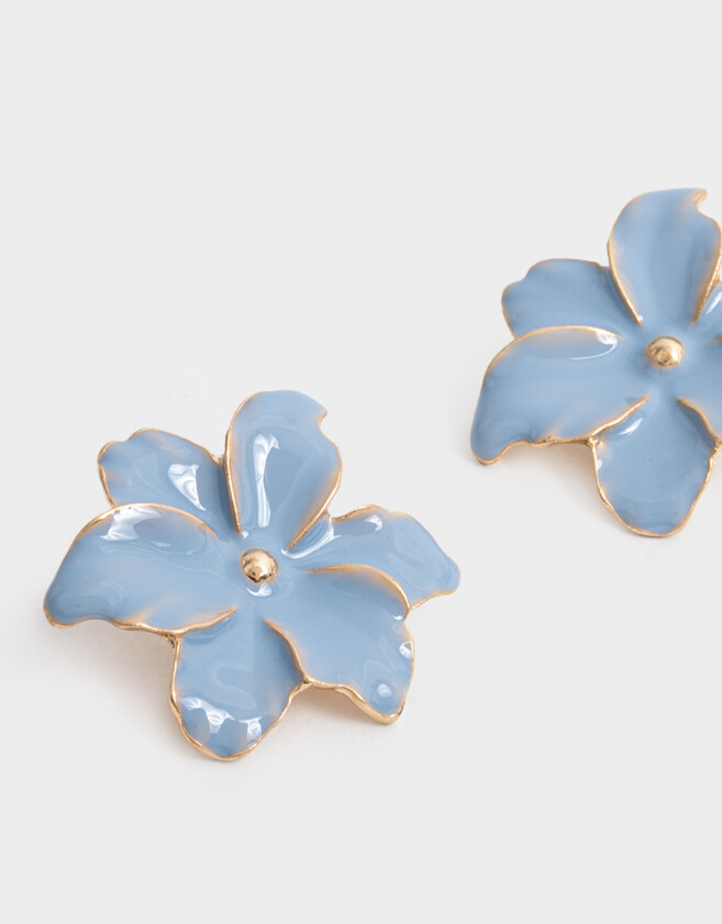 Aros Colgantes Cortos Flores Aros Colgantes Cortos De Flores - Dorado