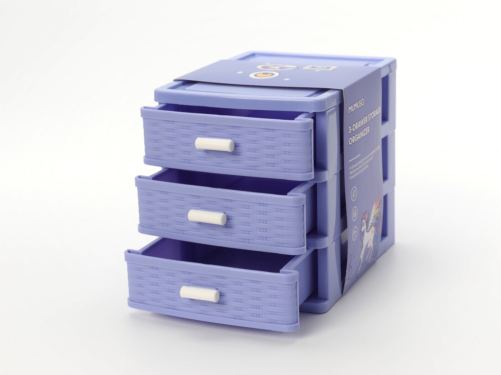 ORGANIZADOR DE ALMACENAMIENTO DE 3 CAJONES (UNICORNIO DE ENSUEÑO/MORADO) 