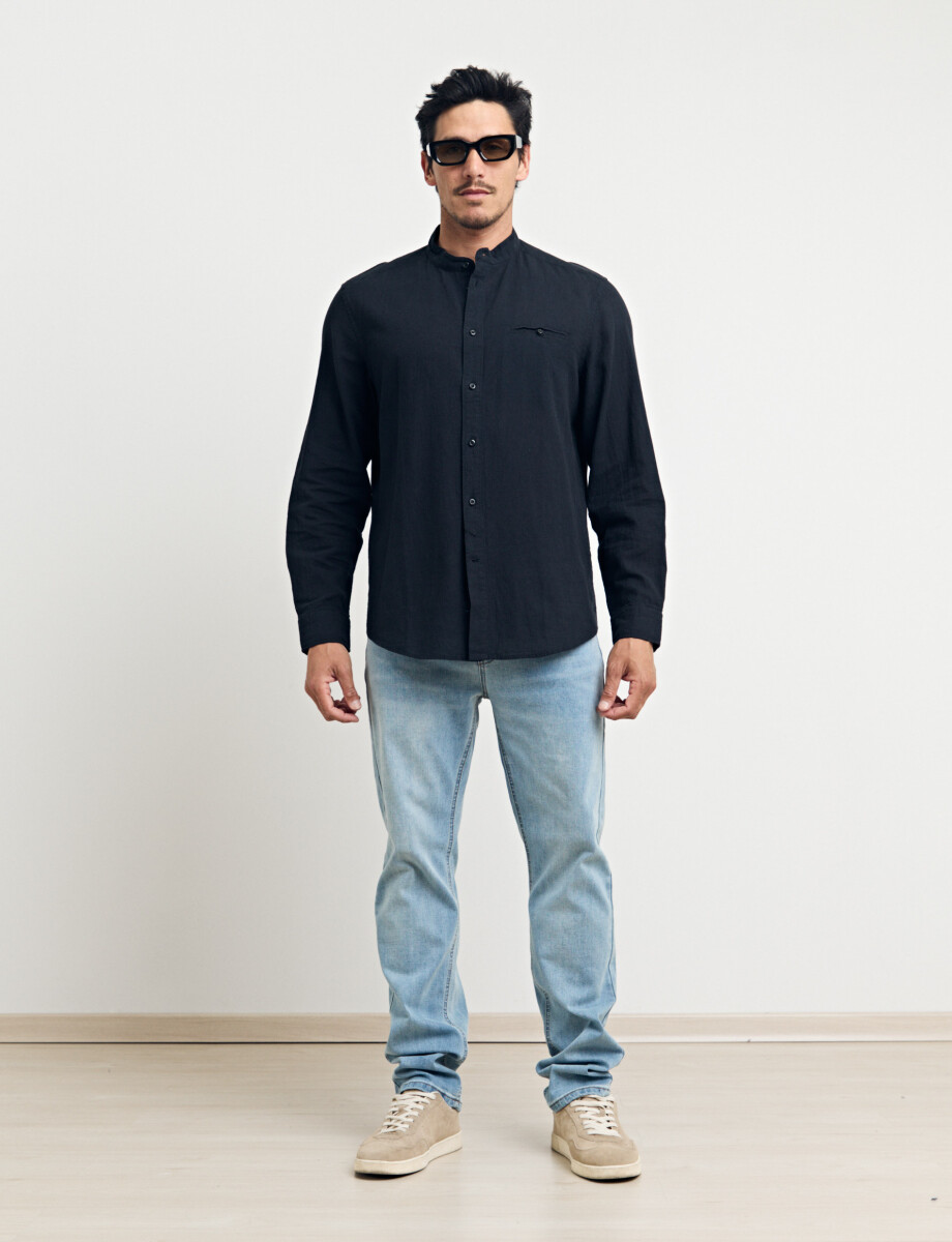 011954 CAMISA HARRINGTON LABEL LINO Negro