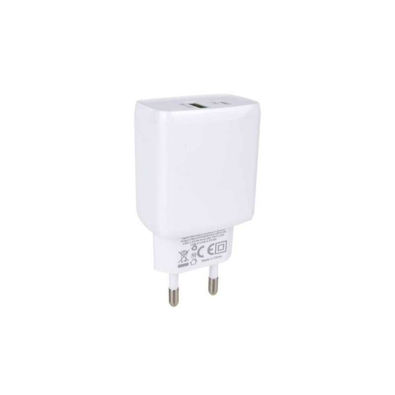 Cargador de pared 20W USB-A + USB-C color blanco Cargador De Pared 20w Usb-a + Usb-c Color Blanco
