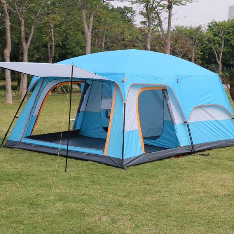 Carpa Impermeable Estructural Reforzada con Avance 4-6 Personas Celeste