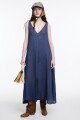 VESTIDO ESCOTE V Azul