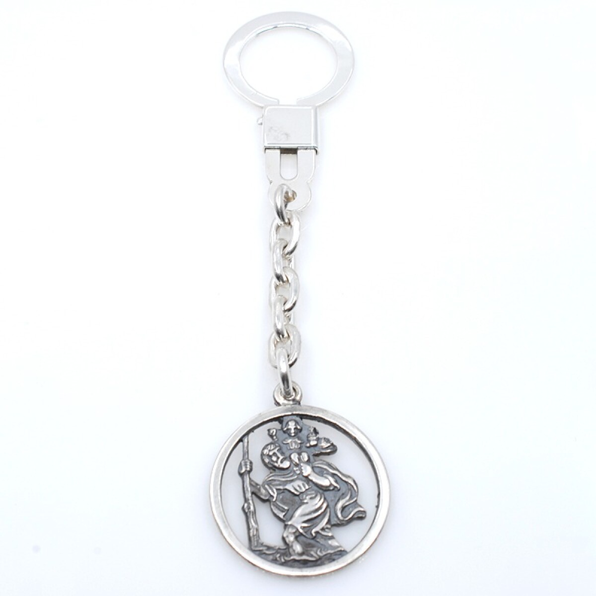 Llavero en plata con imagen de San Cristobal 