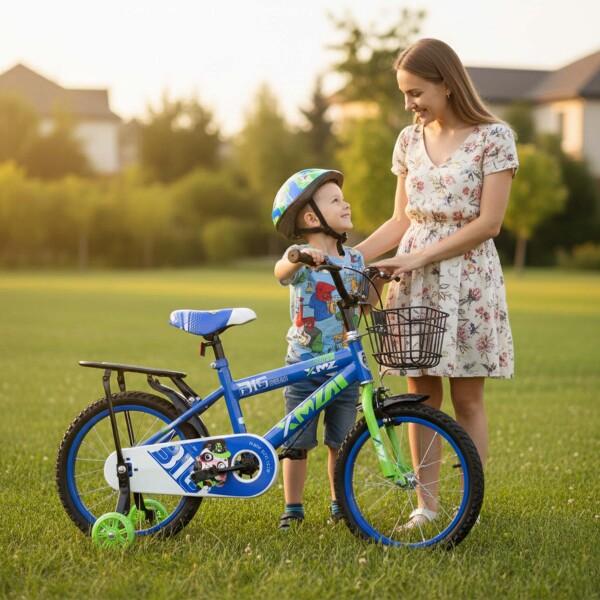 Bicicleta Infantil XMZ Rodado16 Canasto Parrilla Guardabarro Azul 1