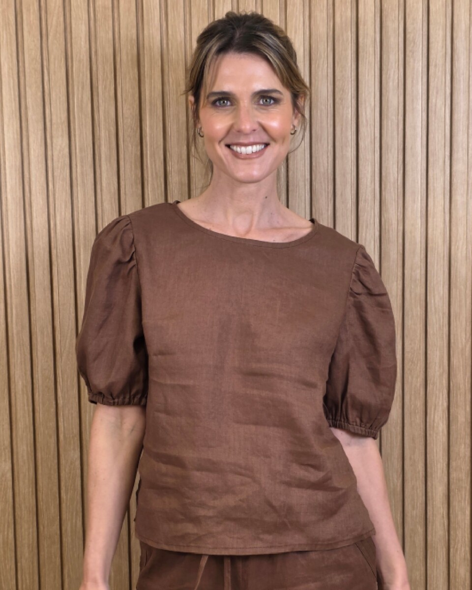 Blusa Gloria - Puro Lino Chocolate 