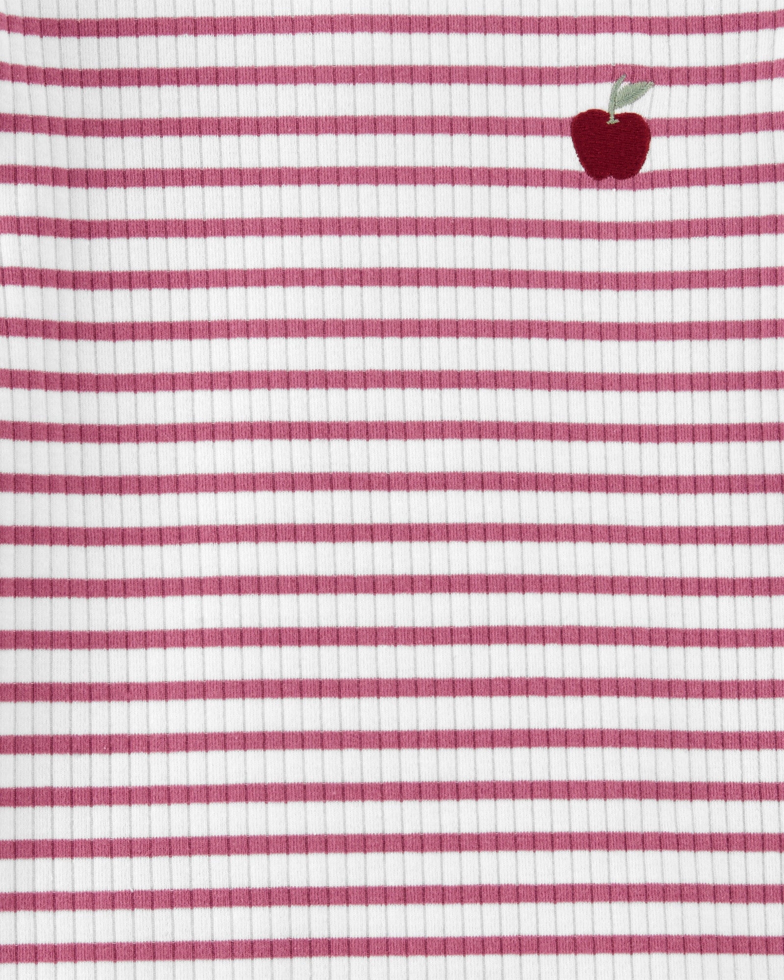 Remera de algodón manga larga con volados y manzana bordada Sin color