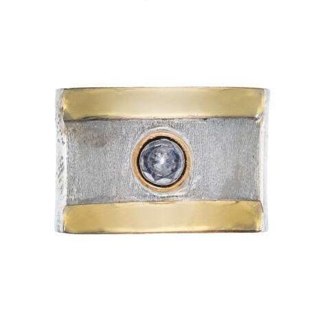 Anillo de plata 925, double en oro 18 ktes y circonias. Anillo de plata 925, double en oro 18 ktes y circonias.