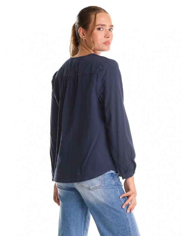 Blusa Algodon Bordado AZUL