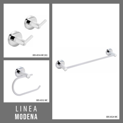SET DE ACCESORIOS DE BAÑO INCLUYE 2 PERCHAS DOBLES, PORTARROLLO Y TOALLERO 000