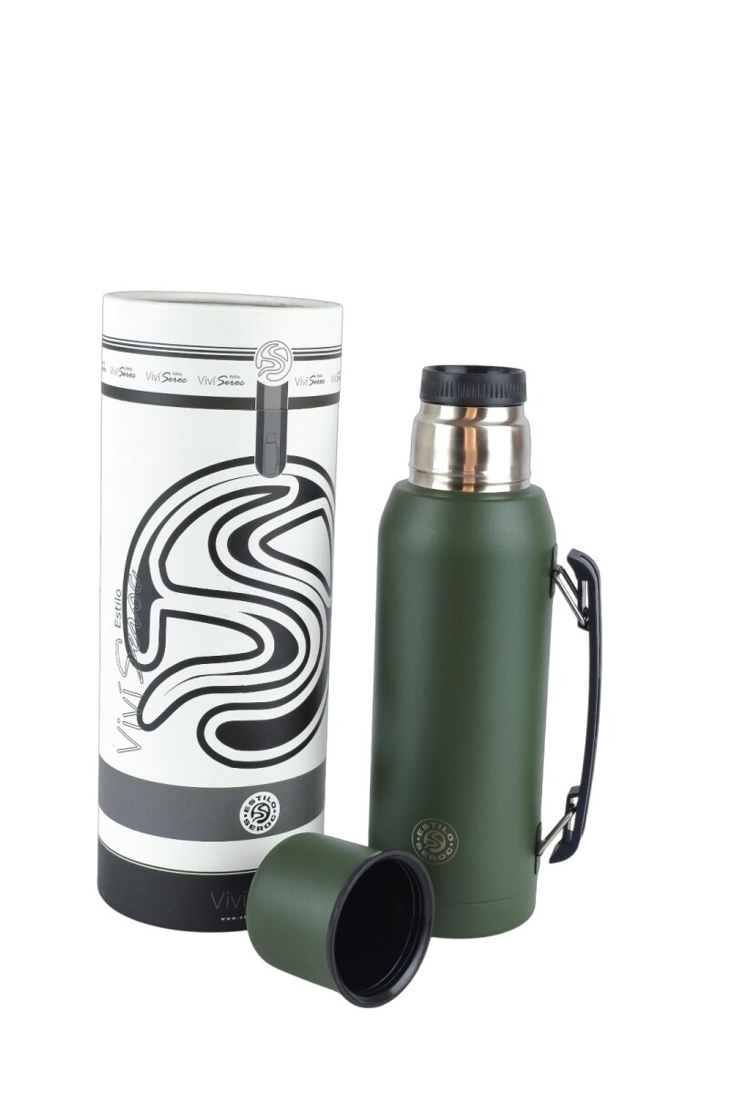 Termo de acero con manija verde