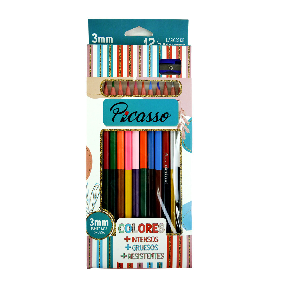 LAPICES DE COLORES X12PCS DOBLE COLOR + SACAPUNTAS 