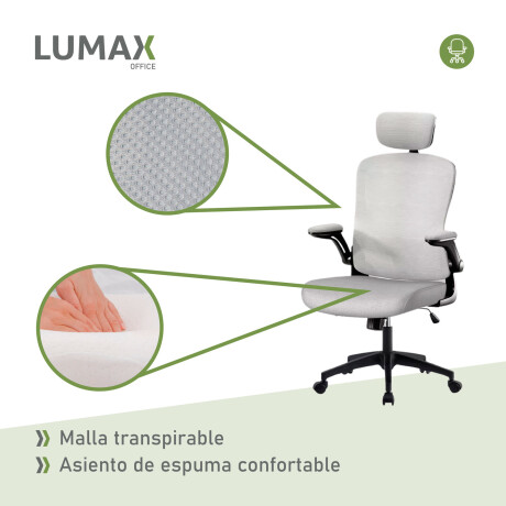 Silla Oficina Tyne Ergonomica Giratoria con Apoyacabezas Gris