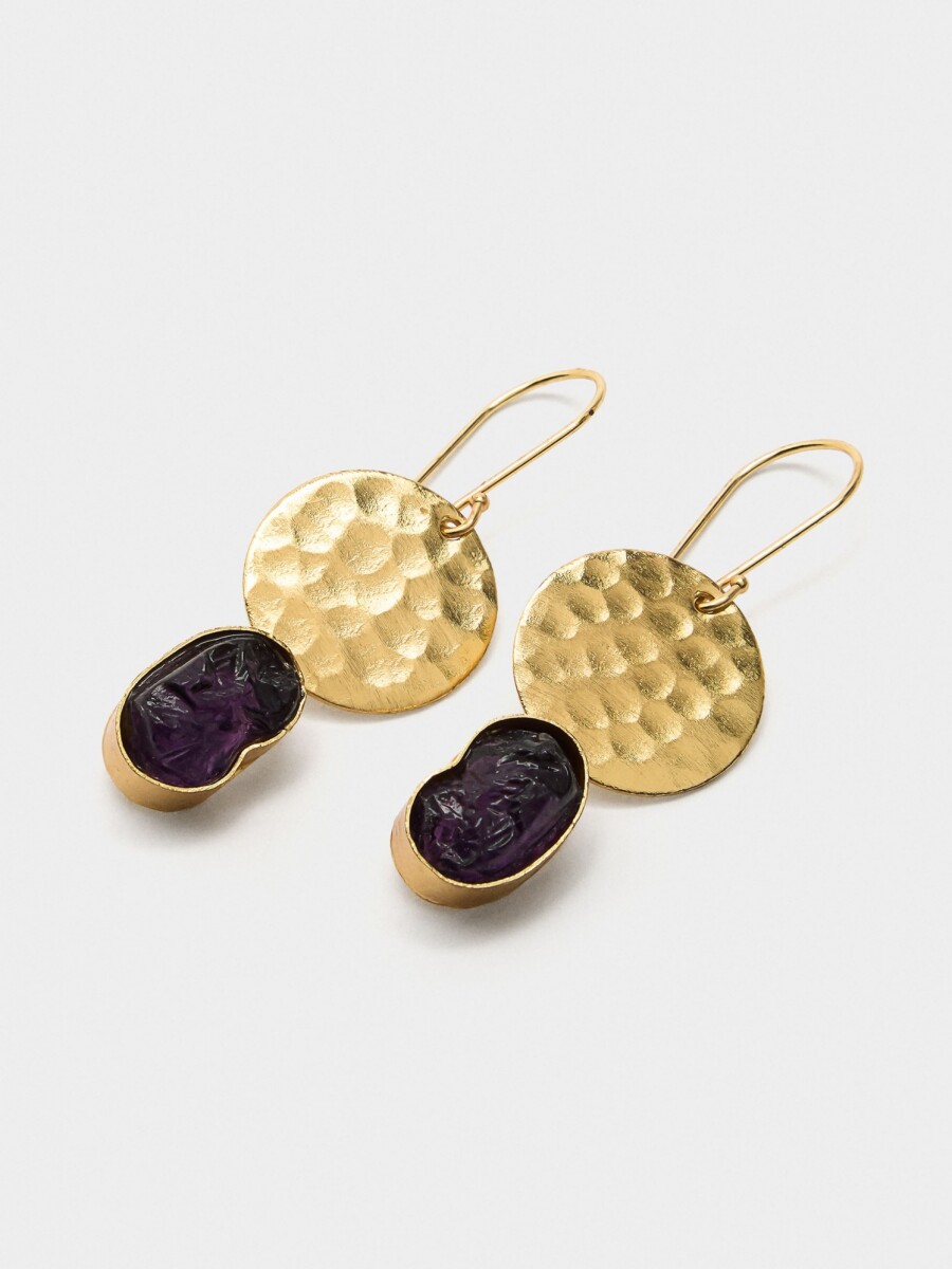 Pendientes Redondos Con Piedras dorado