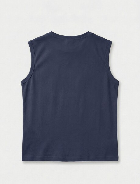 CAMISETA SIN MANGAS DE TEJIDO DE PUNTO CON ESTAMPADO AZUL