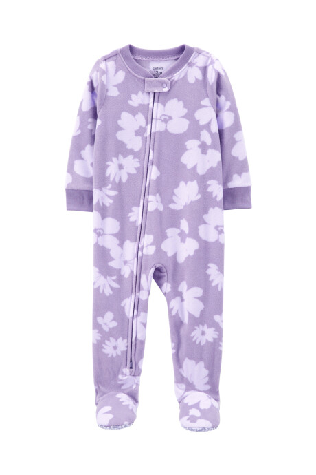 Pijama uno pieza de micropolar, con pie, diseño floral Sin color