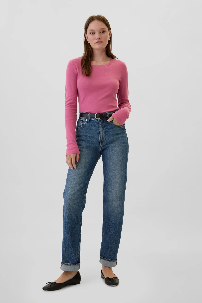 Remera Básica Cuello Redondo Manga Larga Mujer Red Violet 17-1818 Tcx